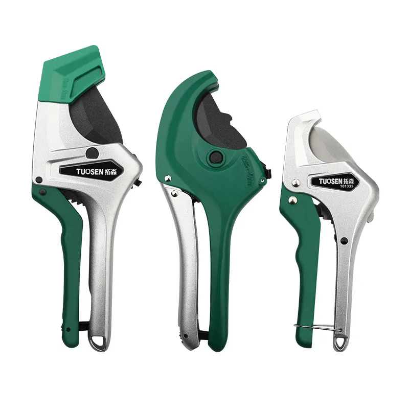 Heavy Duty PVC Pipe Cutter Set – Large Ratcheting PPR Tube Shear & Small Quick-Cut Plastic Pipe Scissors, SK5 Steel Blade for Plumbing & DIY